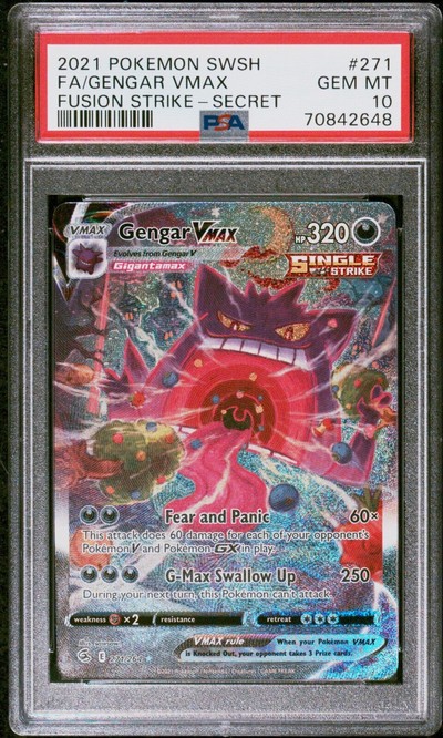 2021 Pokemon Fusion Strike Gengar VMAX Alt Art #271 PSA 10