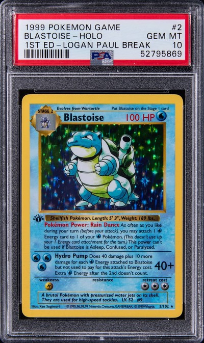 1999 Pokemon Base Set 1st Edition Blastoise #2 Holo PSA 10